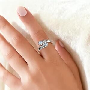 NEW Adjustable Moonstone Ring Victorian Bohemian Vintage
